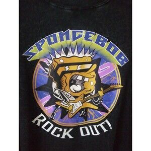 NICKELODEON L/S SPONGEBOB SquarePants Rock Out Sweatshirt Black Stone Wash  NWT